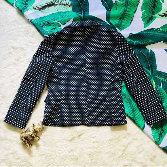 Ann Taylor Navy polka dot fitted blazer career - Picture 6 of 8